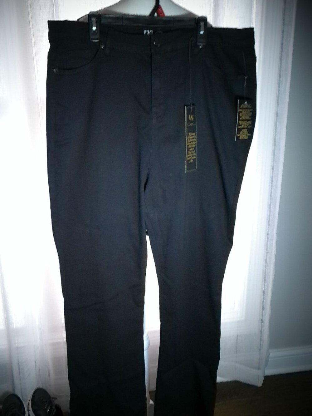 DG2 Diane Gilman NWT Button Zip Black Bootcut Jeans w/Pockets 18W